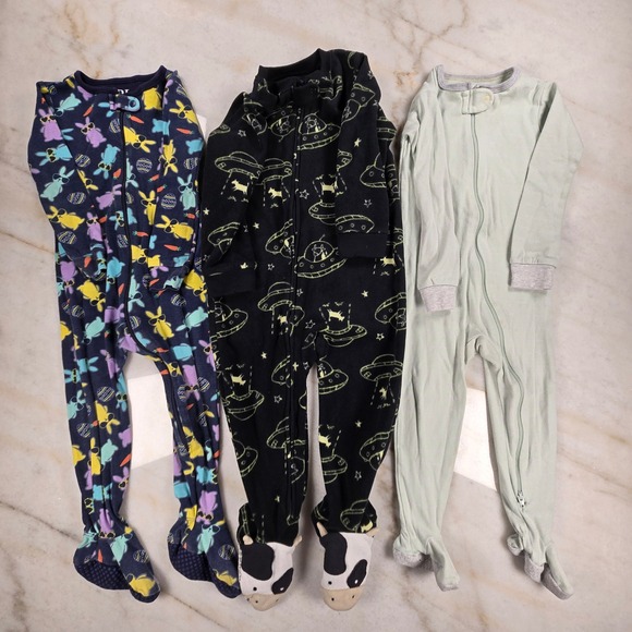 Carter's Other - PJ Place Carters Cloud Island Sleepers Toddler 2T/24M Multi Footed Pajamas Lot 3